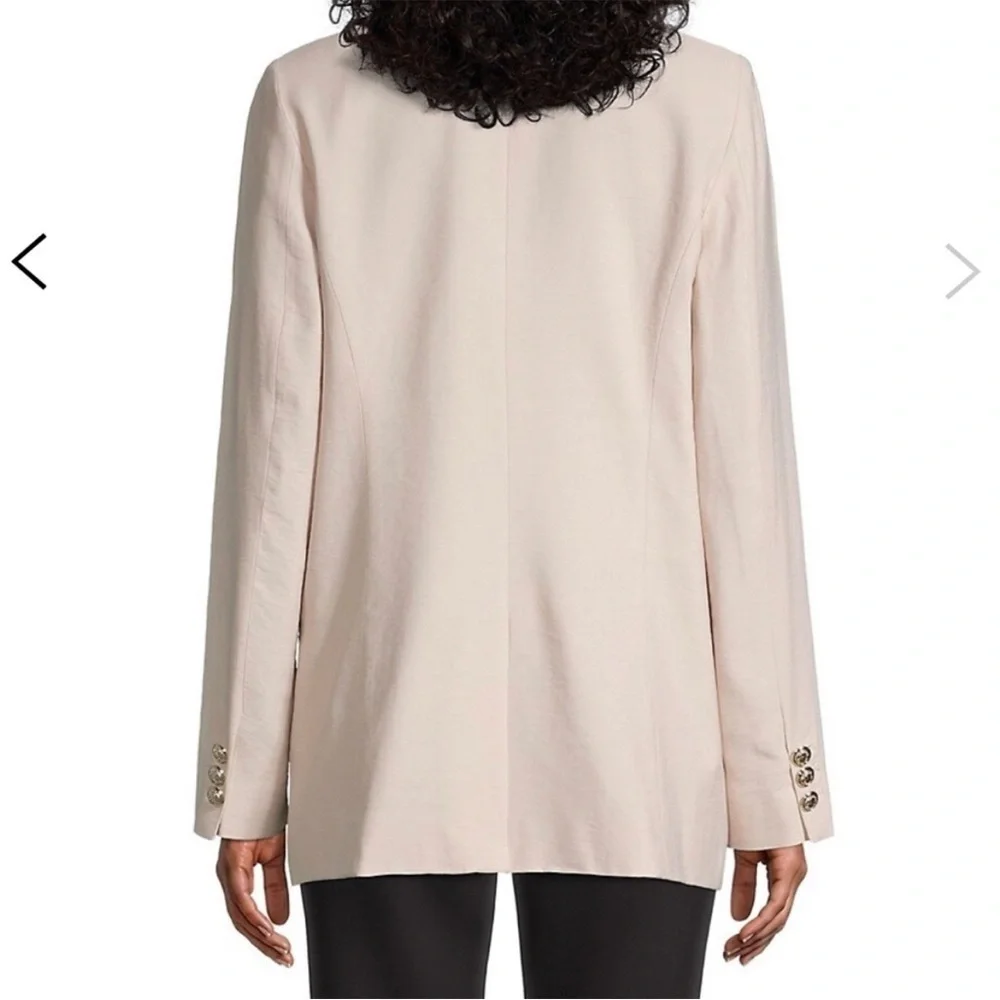 KARL LAGERFELD Zip Pocket Dark Academia Preppy Double Breasted Longlined Blazer - Picture 3 of 12